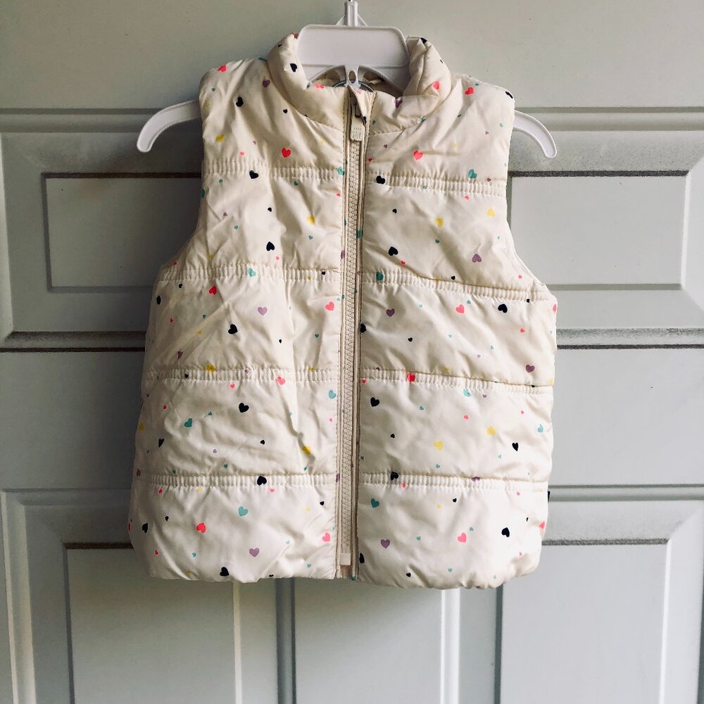 ❄️ Baby GAP 2T Puffer White Heart Vest COLDCONTROL Sleeveless Jacket Kids Girl